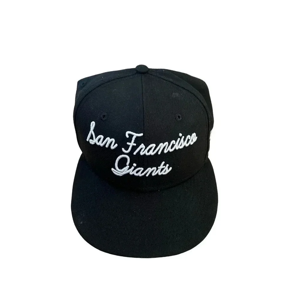 San Francisco Giants Men's Black White Script MLB Baseball Hat Cap Size 7 1/4